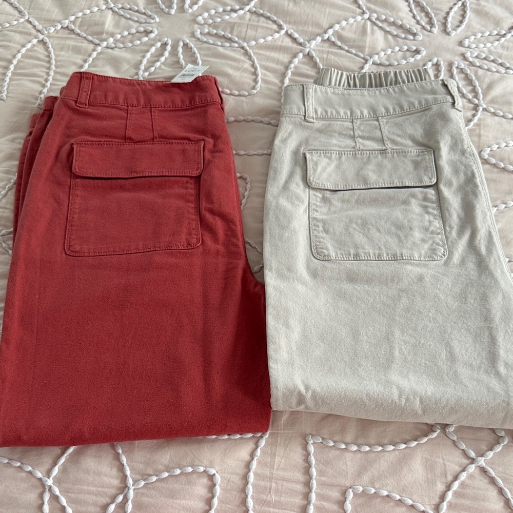 LOFT khaki joggers Spring ankle pants jeans high rise 2 prs NWT bundle size 10